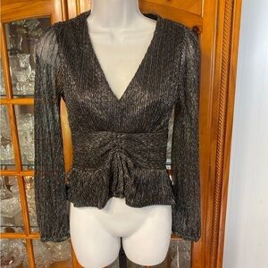 Sophia Vergara Womens Black Metallic Blouse NWT size S